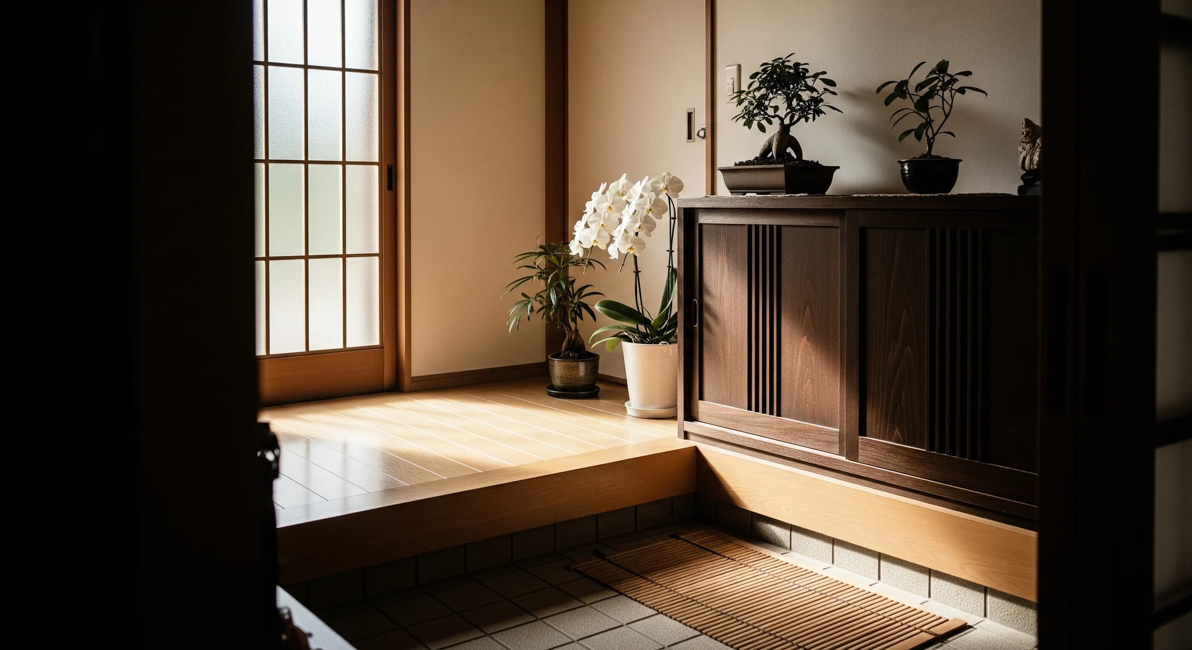 あたたかい光が差し込む住宅の玄関