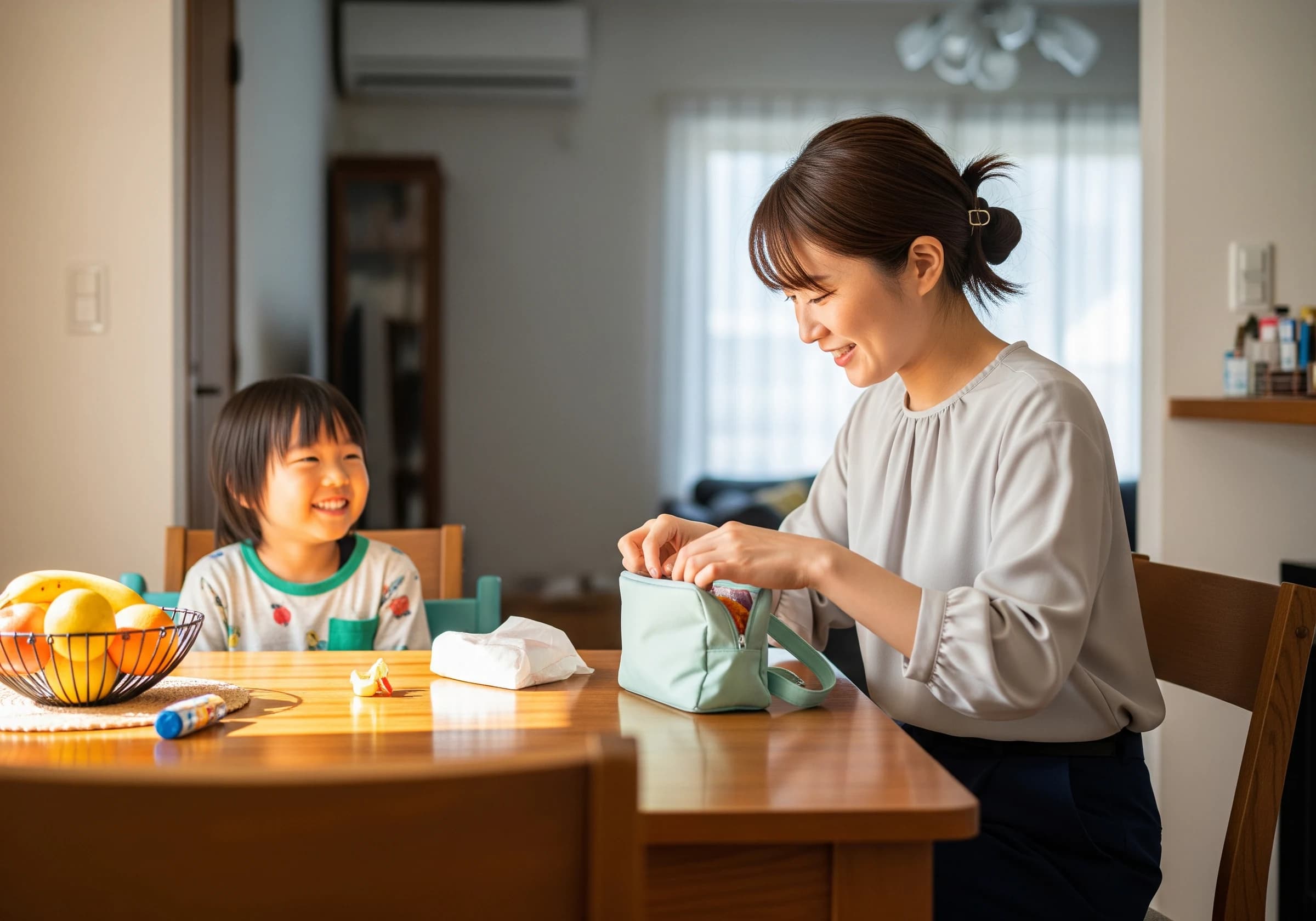 子どもと一緒に働くスタッフの様子
