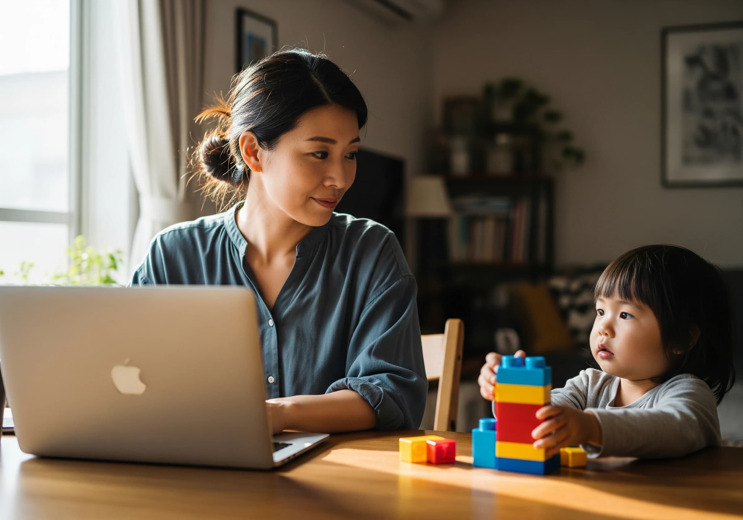 子どもと一緒に働くスタッフの様子