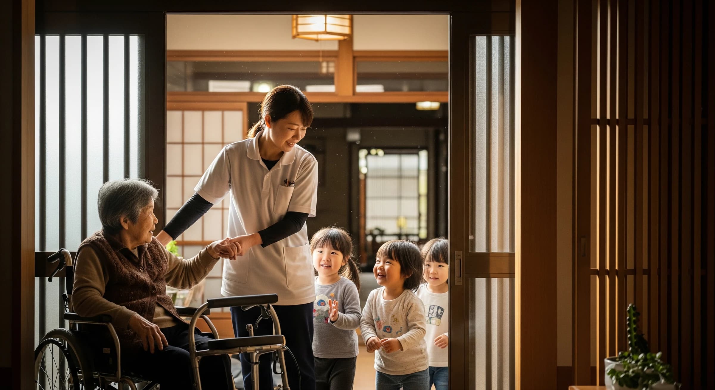 家事と見守りを組み合わせるスタッフ