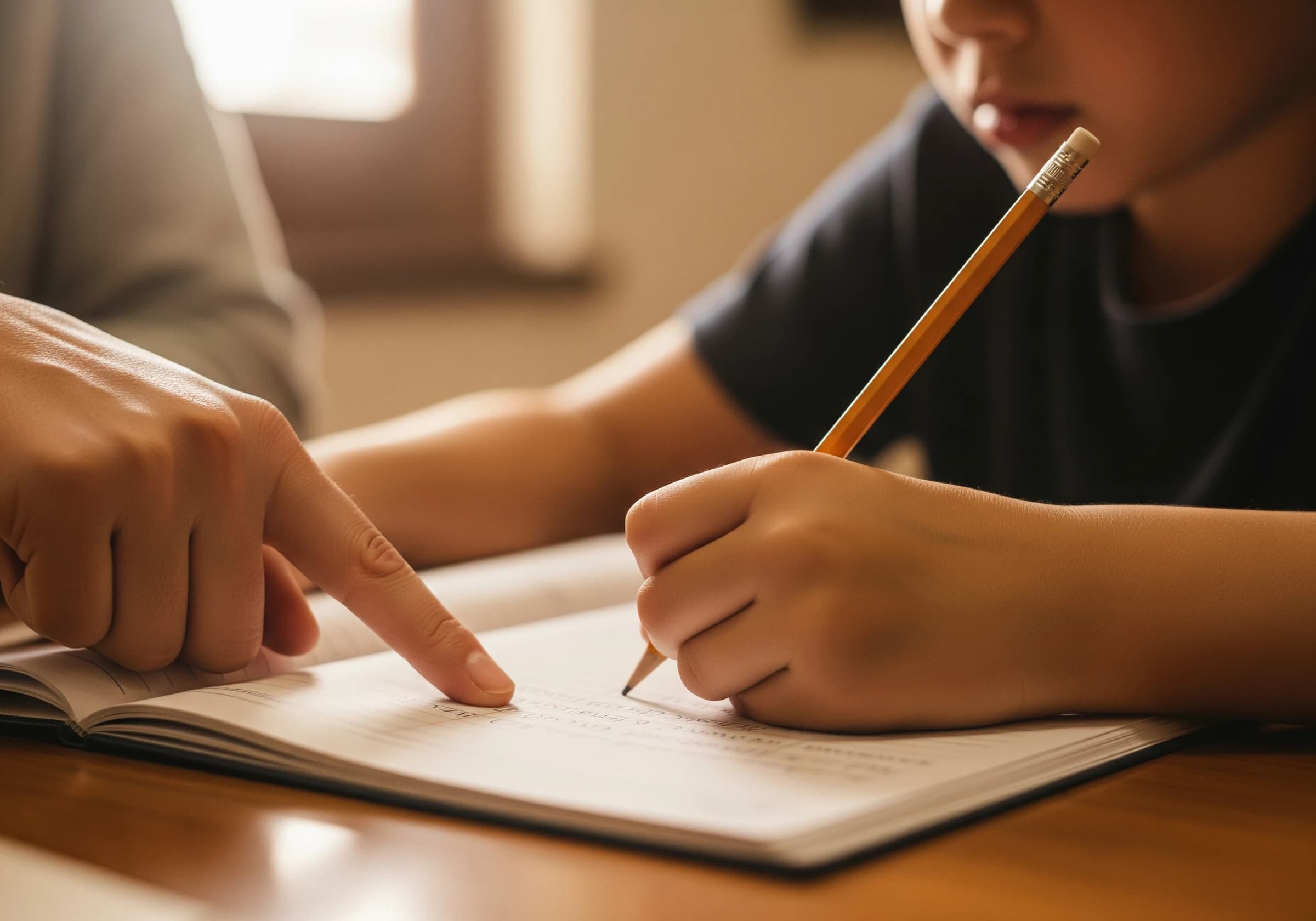 ノートに書き込む子どもの手元